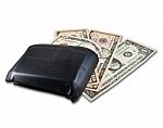 Black Leather Wallet With Money  Stock Photo