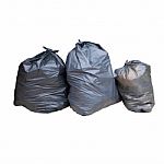 Black Plastic Garbage Isolated White Stock Photo