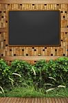 Blackboard With Wooden Frame Stock Photo