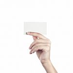 Blank Business Card In A Female Hand. Concept Stock Photo
