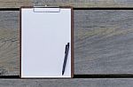 Blank White Paper On Wooden Clipboard Stock Photo