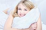 Blond Woman On Pillow Stock Photo