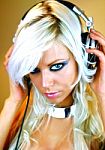 Blonde Headphone Stock Photo