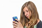 Blonde Teenage Girl Calling With Mobile Phone Stock Photo