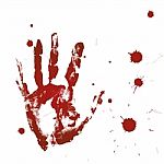 Blood Print Of A Hand And Bloodstains Stock Photo