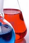 Blue And Red Flasks Stock Photo