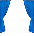 Blue Curtains On White Background Stock Photo