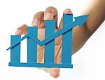 Blue Graphs On The Hands Stock Photo