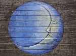 Blue Moon Painting On The Wooden Floor Stock Photo