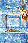 Blue Stripped Paint In   Rusty Nail Stock Photo