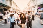 Blurred People On The Street In Phuket Old Town Stock Photo