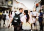 Blurred People Walking On The Street Stock Photo