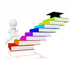 Book Stair To Graduation Cap Stock Photo
