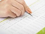 Bookkeeping With Pen Stock Photo