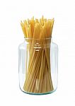 Bottle With Spaghetti Pasta Stock Photo