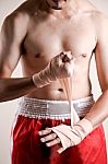 Boxer On Preparing For Fight Stock Photo