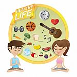 Boy And Girl Meditating With Healthy Lifestyle Concept Stock Photo