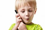 Boy Calling Phone Stock Photo