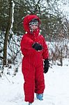 Boy In Snow Suit Stock Photo