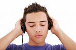 Boy Listening To Music Stock Photo