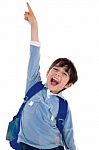 Boy Pointing Up Stock Photo