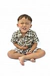 Boy Suffering With Abdominal Pain Stock Photo