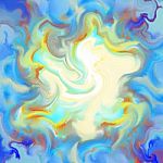 Bright Abstract Wave Painting On Blue Background Stock Photo