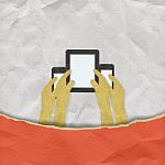 Bring Your Own Device Concept With Stitch Style On Paper Backgro Stock Photo