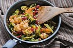 Broccoli And Shrimp Stock Photo