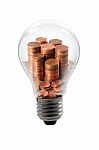 Bulb Lamp Coin Stock Photo