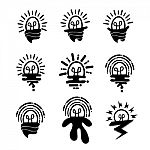 Bulbs Icons Set Funny And Alien Style Stock Photo