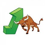 Bullish Trend Cartoon Style Stock Photo