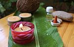 Burning Candle In Spa Stock Photo