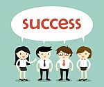 Business Concept, Businessmen And Business Women Talking About Success Stock Photo