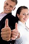 Business Couple Showing Thumb Up Stock Photo