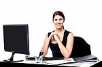 Business Executive At Her Work Desk Stock Photo