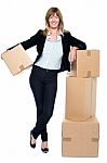 Business Executive Relocating Her Office Space Stock Photo