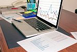 Business Finance Paper Chart On Desk Stock Photo