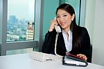 Business Girl Talking Over Phone Stock Photo