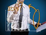 Business Hand Writing Question About 2015 On Graph Stock Photo
