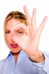 Business Lady Giving Focus Gesture Stock Photo