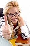 Business Lady Showing Thumbs Up Stock Photo