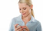 Business Lady Typing Sms Stock Photo