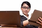 Business Lady Working In Laptop Stock Photo