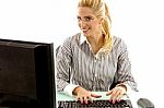 Business Lady Working On Computer Stock Photo