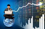 Business Man And Stock Graph Report Stock Photo
