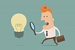 Business Man Finding Idea Stock Photo