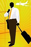Business Man In Airport Stock Photo
