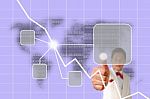 Business Man Pressing The Button Stock Photo