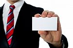 Business Man Showing Blank Card Stock Photo